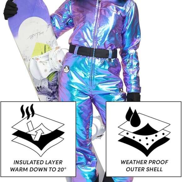 ❄️❄️Tipsy Elves Snow Suit Iridescent Iris Snow Suit Large NWT - Picture 4 of 9